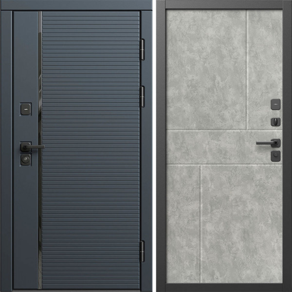 Входная дверь Termo-Door Графит Лайн - Горизонт бетон светлый