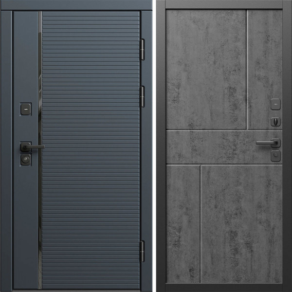 Входная дверь Termo-Door Графит Лайн - Горизонт бетон темный