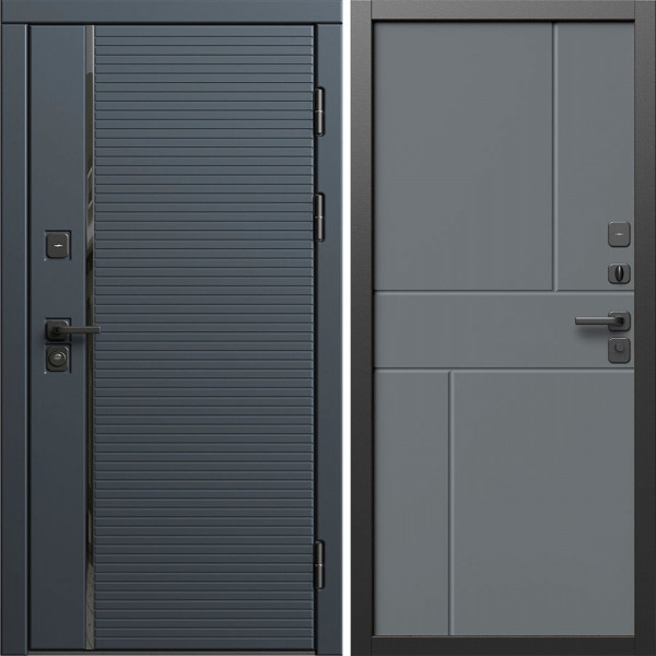 Входная дверь Termo-Door Графит Лайн - Горизонт Grey софт