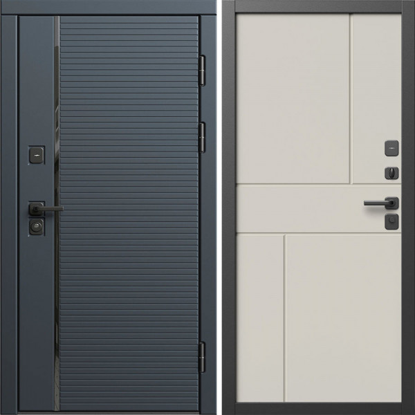 Входная дверь Termo-Door Графит Лайн - Горизонт Слоновая кость