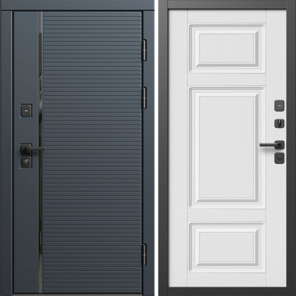 Входная дверь Termo-Door Графит Лайн - Лион Белый софт