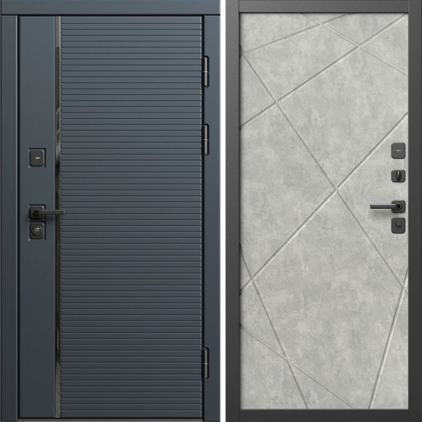 Входная дверь Termo-Door Графит Лайн - Лучи бетон светлый