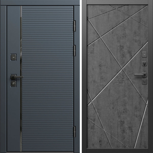 Входная дверь Termo-Door Графит Лайн - Лучи бетон темный