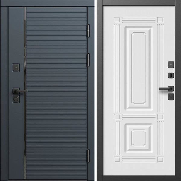 Входная дверь Termo-Door Графит Лайн - Мадрид Белый софт