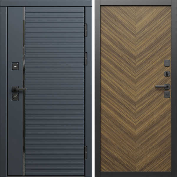 Входная дверь Termo-Door Графит Лайн - Плаза Елочка Орех
