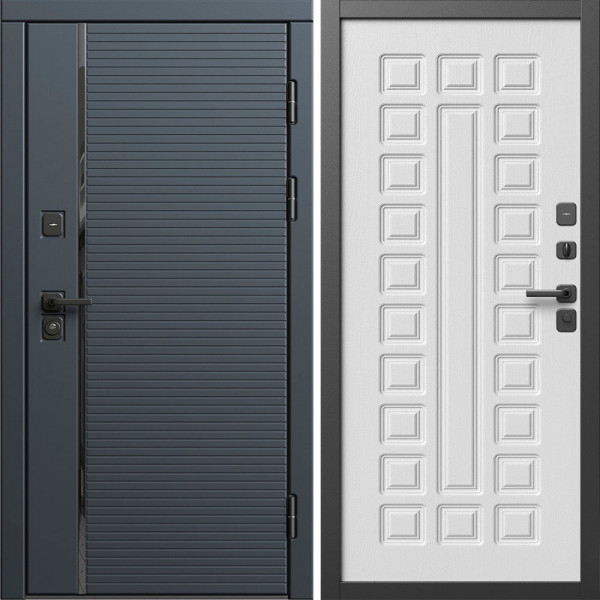 Входная дверь Termo-Door Графит Лайн - Престиж белое дерево