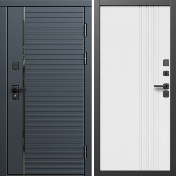 Входная дверь Termo-Door Графит Лайн - Страйп Белый Софт