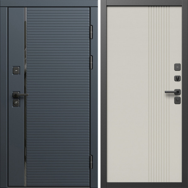 Входная дверь Termo-Door Графит Лайн - Страйп Слоновая Кость