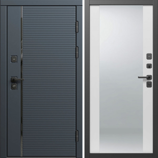 Входная дверь Termo-Door Графит Лайн - Зеркало белый софт