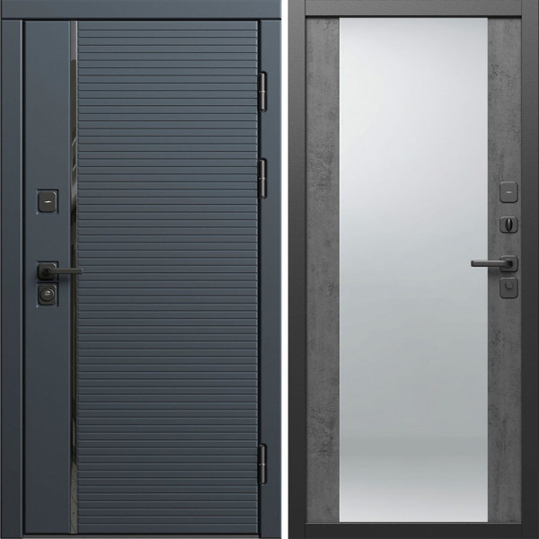 Входная дверь Termo-Door Графит Лайн - Зеркало бетон темный