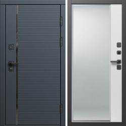 Входная дверь Termo-Door Графит Лайн - Зеркало Фацет Белый софт