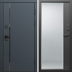 Входная дверь Termo-Door Графит Лайн - Зеркало Фацет Черный кварц