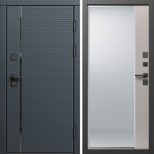 Входная дверь Termo-Door Графит Лайн - Зеркало Фацет Капучино