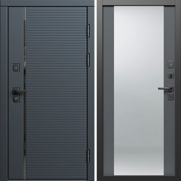 Входная дверь Termo-Door Графит Лайн - Зеркало Grey Софт