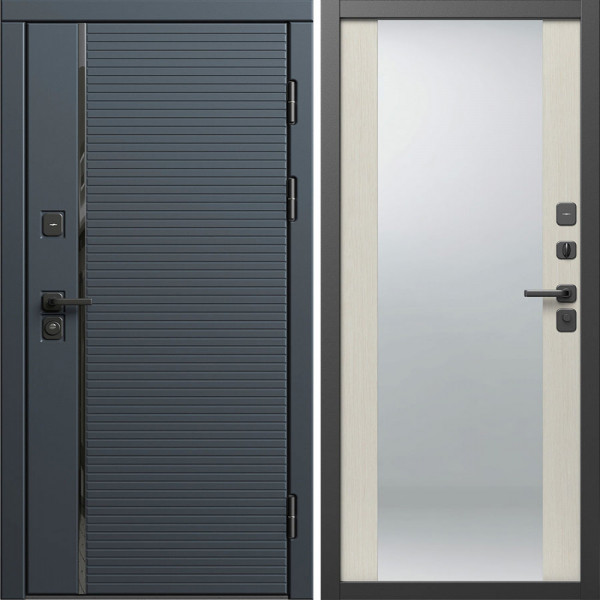 Входная дверь Termo-Door Графит Лайн - Зеркало лиственница