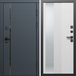 Входная дверь Termo-Door Графит Лайн - Зеркало Люмис Белый Софт