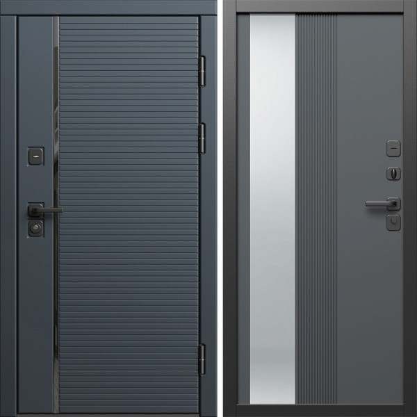 Входная дверь Termo-Door Графит Лайн - Зеркало Люмис Грей Софт