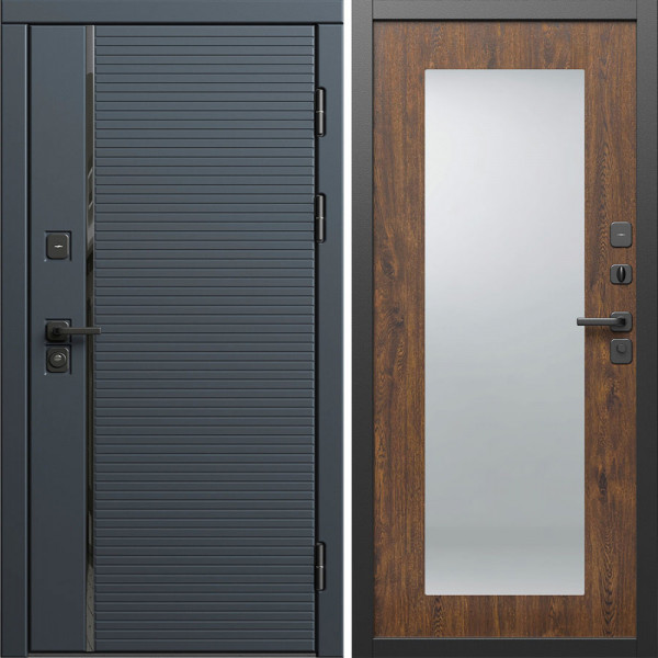 Входная дверь Termo-Door Графит Лайн - Зеркало Триумф дуб