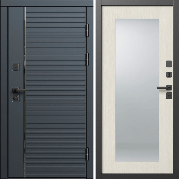 Входная дверь Termo-Door Графит Лайн - Зеркало Триумф лиственница