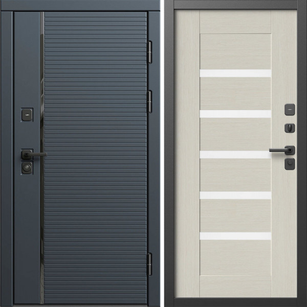 Входная дверь Termo-Door Графит Лайн - Зеркало Триумф Царга лиственница 4500 / 5500