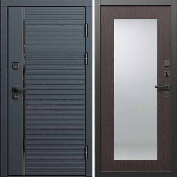 Входная дверь Termo-Door Графит Лайн - Зеркало Триумф венге