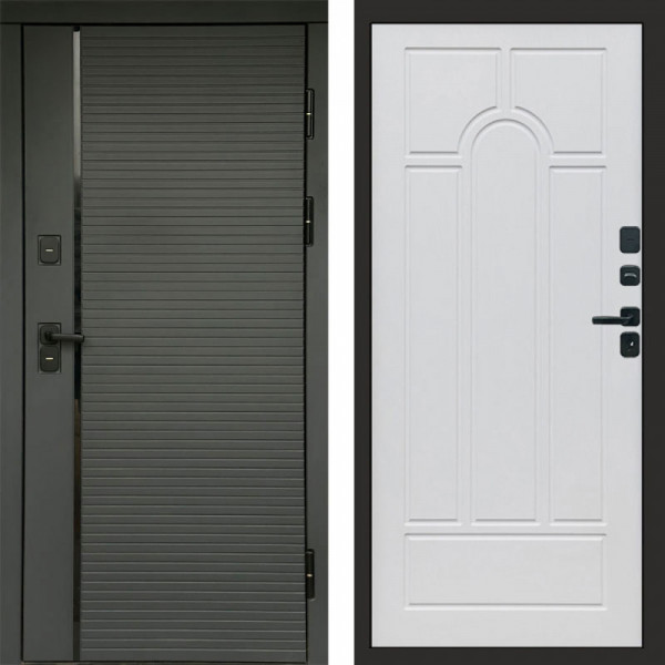 Входная дверь Termo-Door Графит Line - Арка белое дерево