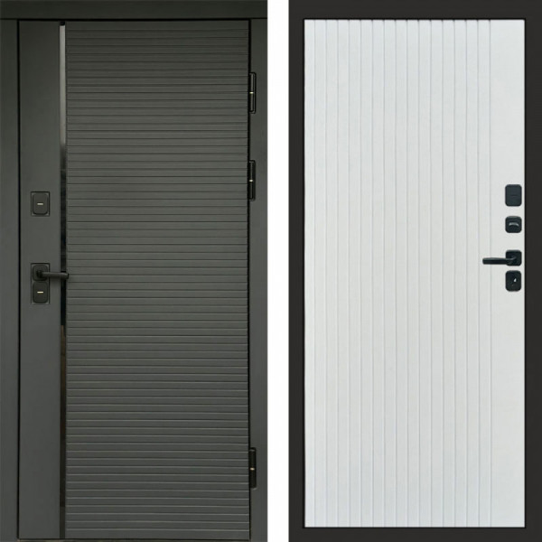 Входная дверь Termo-Door Графит Line - Flat Белый софт