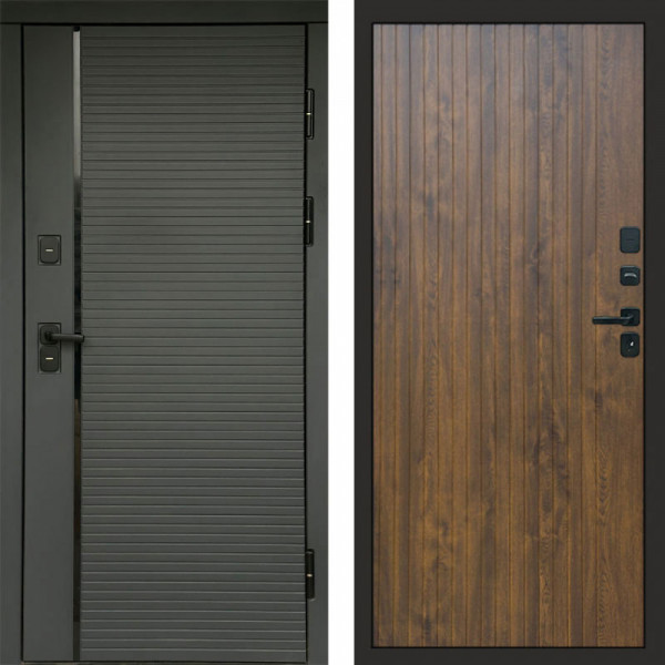 Входная дверь Termo-Door Графит Line - Flat Дуб