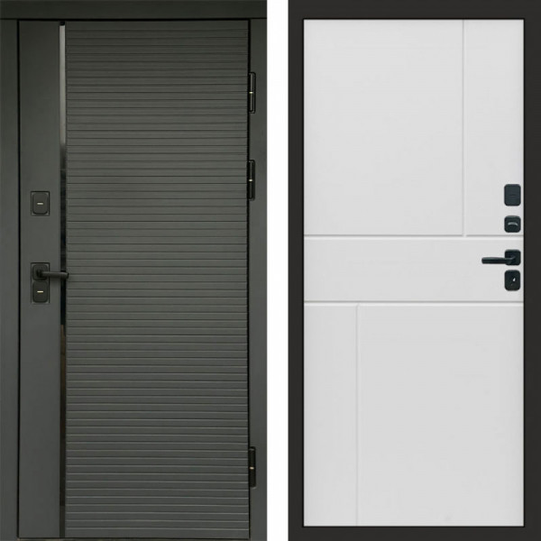 Входная дверь Termo-Door Графит Line - Горизонт белый