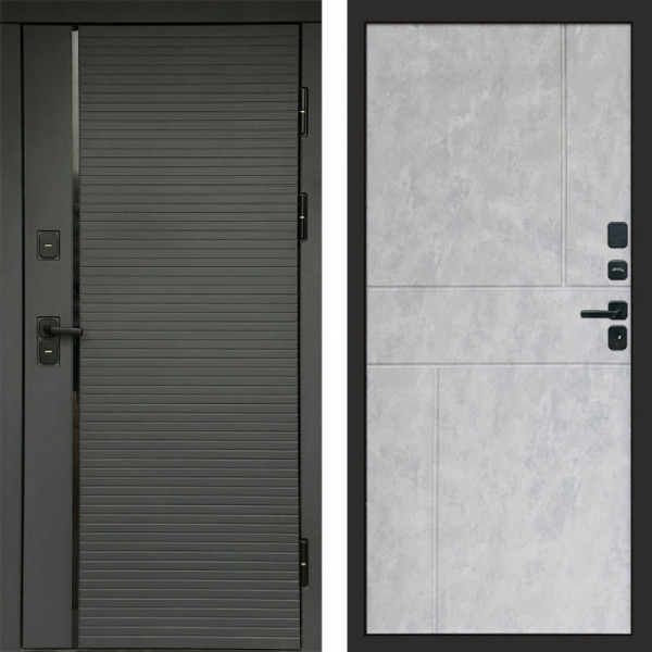 Входная дверь Termo-Door Графит Line - Горизонт бетон светлый