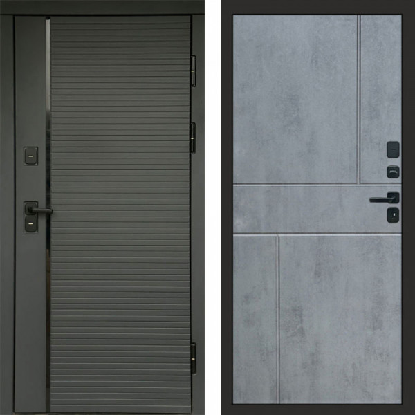 Входная дверь Termo-Door Графит Line - Горизонт бетон темный