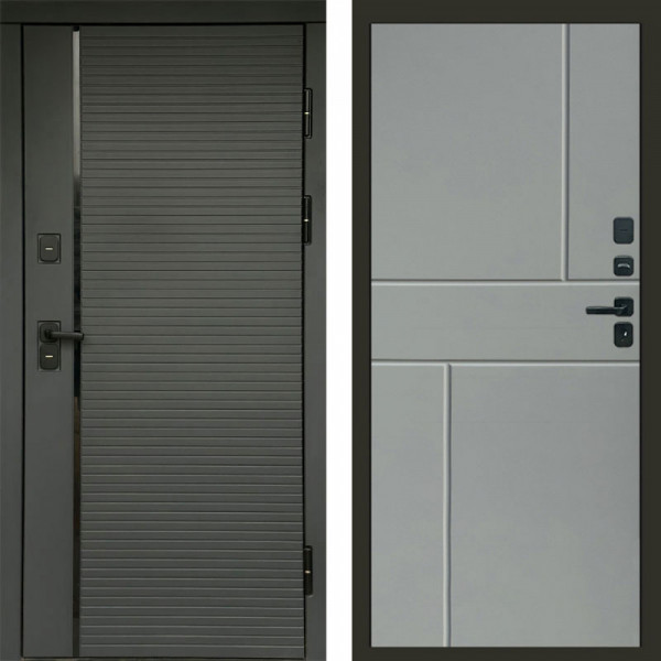 Входная дверь Termo-Door Графит Line - Горизонт Grey софт