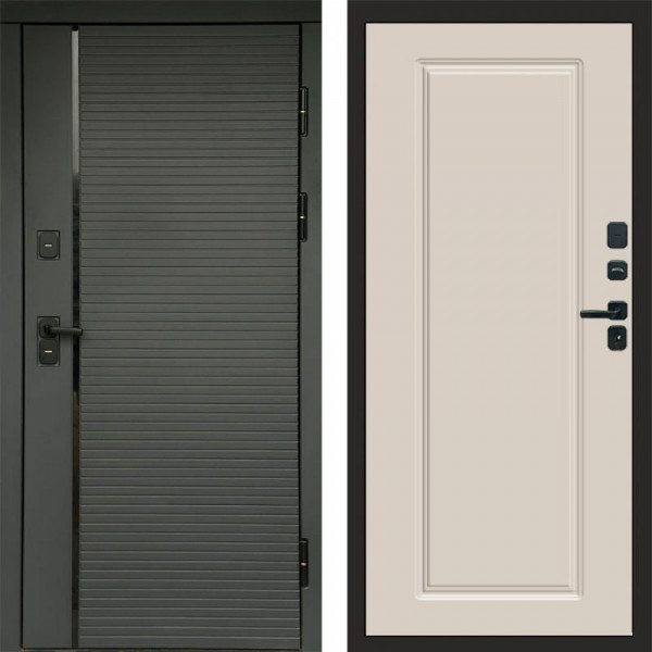 Входная дверь Termo-Door Графит Line - Гранд Слоновая кость