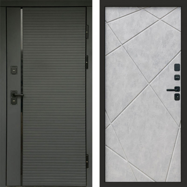 Входная дверь Termo-Door Графит Line - Лучи бетон светлый