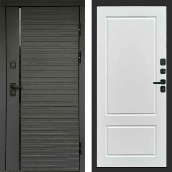 Входная дверь Termo-Door Графит Line - Марсель Белый софт