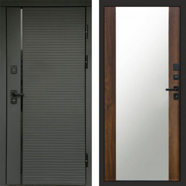 Входная дверь Termo-Door Графит Line - Зеркало дуб