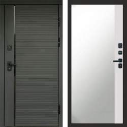 Входная дверь Termo-Door Графит Line - Зеркало Фацет Белый софт