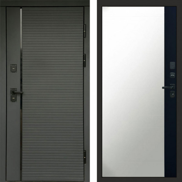 Входная дверь Termo-Door Графит Line - Зеркало Фацет Черный кварц