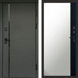 Входная дверь Termo-Door Графит Line - Зеркало Фацет Черный кварц+тонировка серая