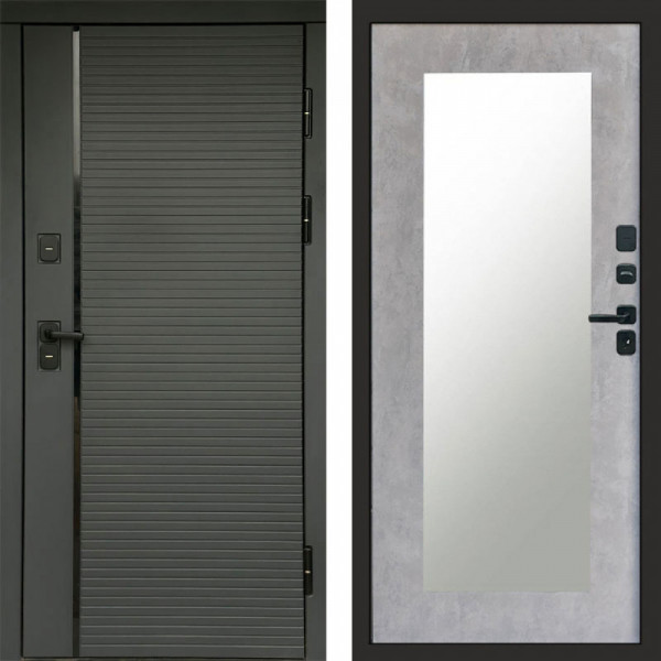 Входная дверь Termo-Door Графит Line - Зеркало Триумф бетон светлый