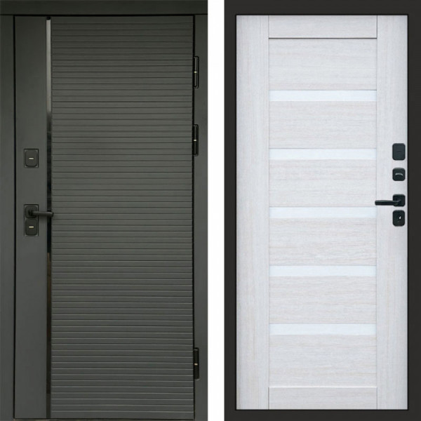 Входная дверь Termo-Door Графит Line - Зеркало Триумф Царга лиственница 4500 / 5500