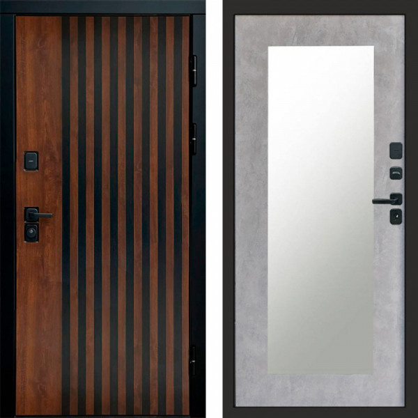 Входная дверь Termo-Door Кантри - Зеркало Триумф бетон светлый