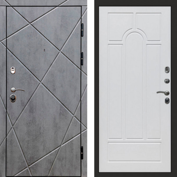 Входная дверь Termo-Door Лучи Бетон Темный - Арка белое дерево