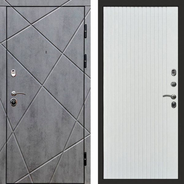 Входная дверь Termo-Door Лучи Бетон Темный - Flat Белый софт
