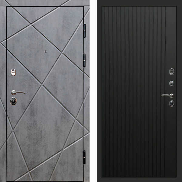 Входная дверь Termo-Door Лучи Бетон Темный - Flat Черный кварц