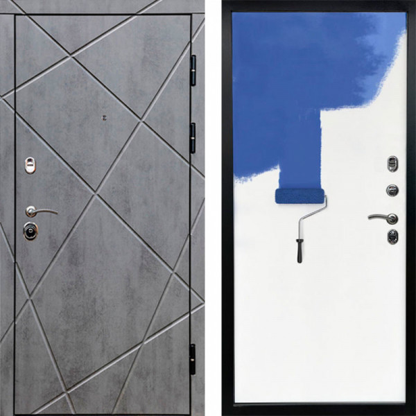 Входная дверь Termo-Door Лучи Бетон Темный - Гладкая Панель Под Покраску Под покраску (грунт)