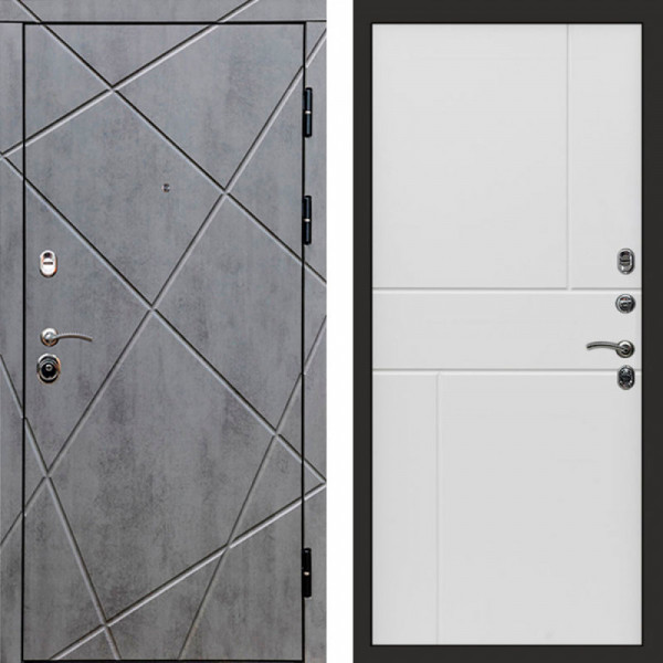 Входная дверь Termo-Door Лучи Бетон Темный - Горизонт белый