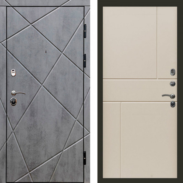 Входная дверь Termo-Door Лучи Бетон Темный - Горизонт Слоновая кость