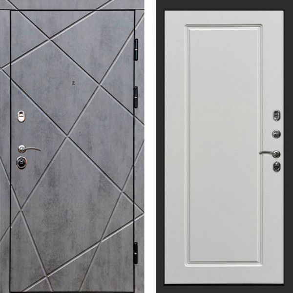 Входная дверь Termo-Door Лучи Бетон Темный - Гранд Белый софт