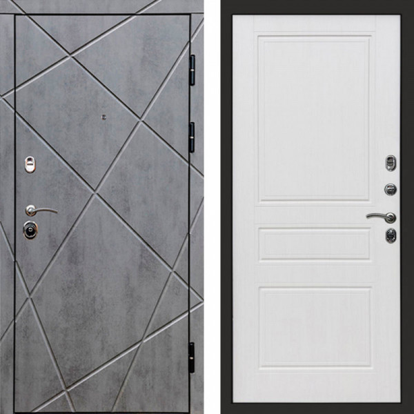Входная дверь Termo-Door Лучи Бетон Темный - Классика белое дерево